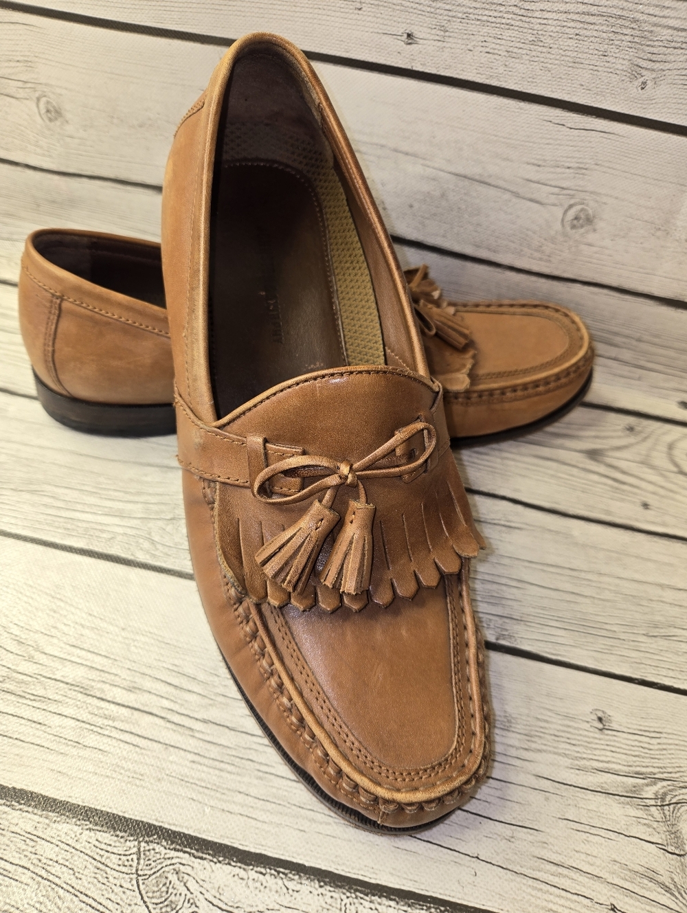 Johnston & Murphy Brown Leather Tassel Loafers Kiltie Fringe Mens 11.5